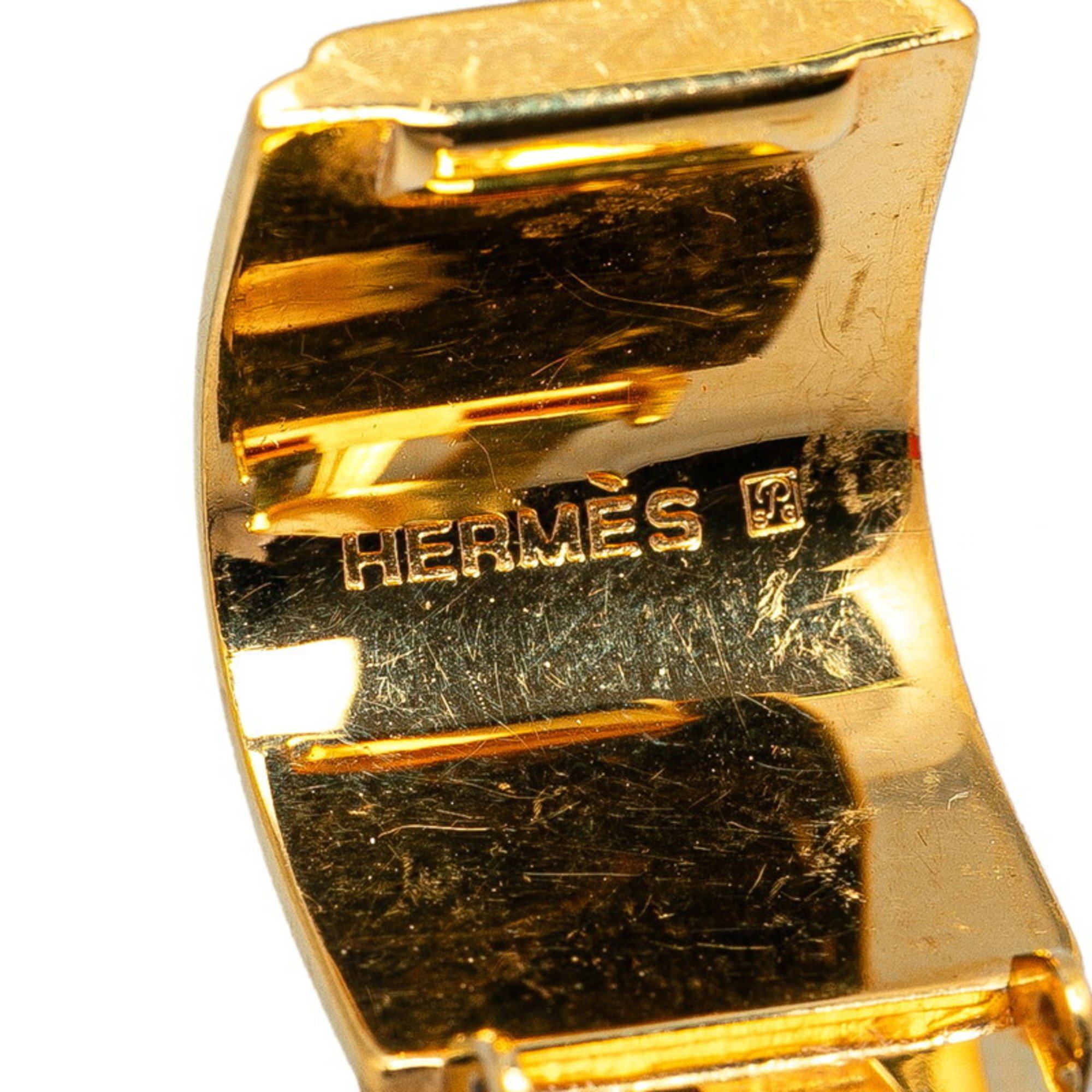 Hermes enamel cloisonné earrings gold blue multi-color plated women's HERMES