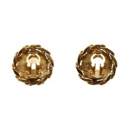 Chanel Coco Mark Earrings Gold Plated Rhinestones Women's CHANEL