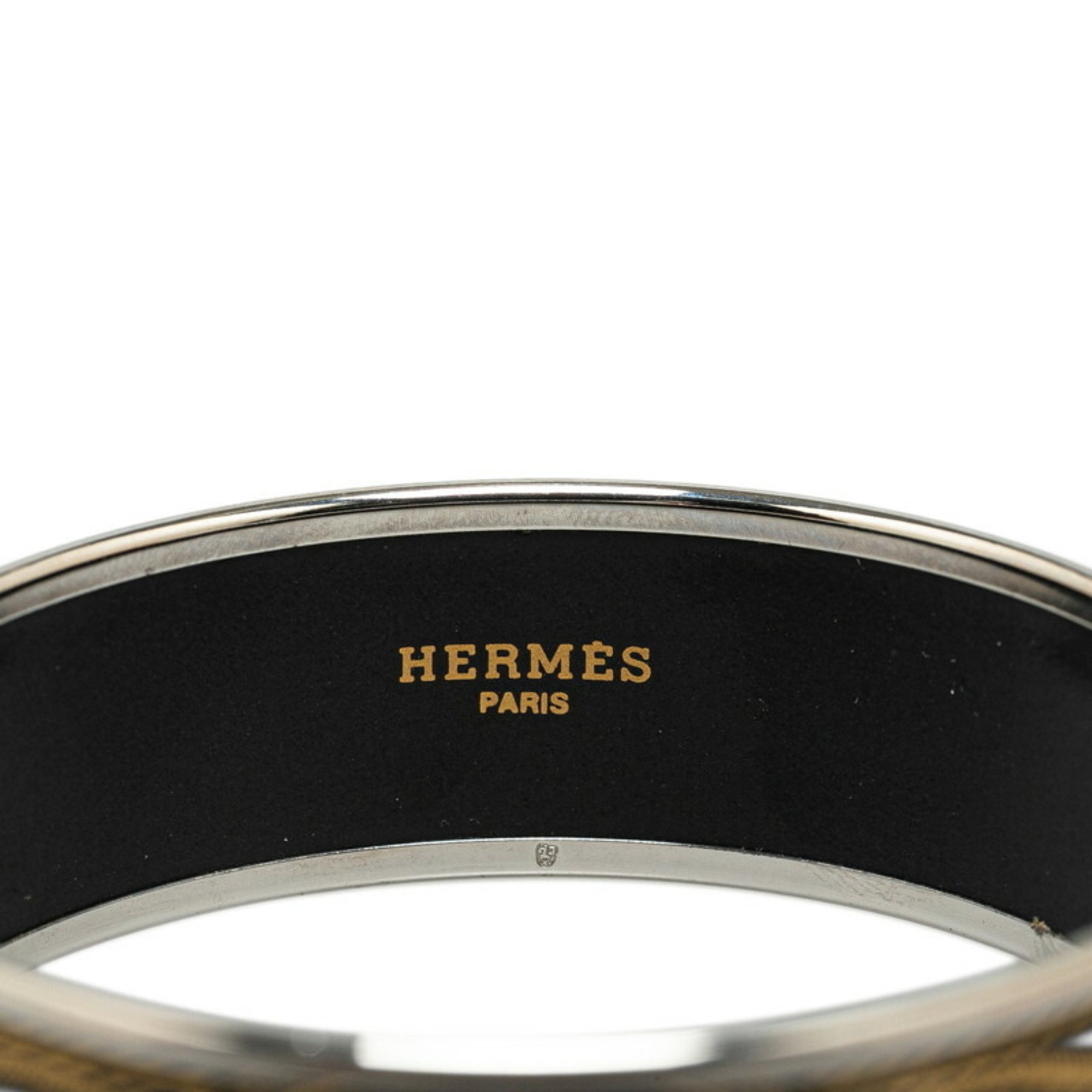 Hermes enamel bangle GM Hakuba cloisonne silver black gold metal ladies HERMES