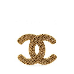 Chanel Coco Mark Quilted Brooch Gold Plated Women's CHANEL