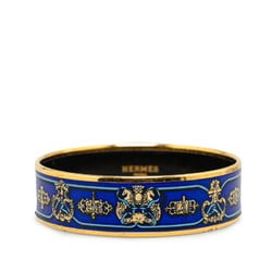 Hermes enamel GM cloisonné bangle gold blue plating ladies HERMES