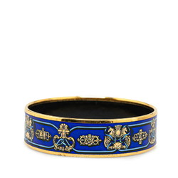 Hermes enamel GM cloisonné bangle gold blue plating ladies HERMES