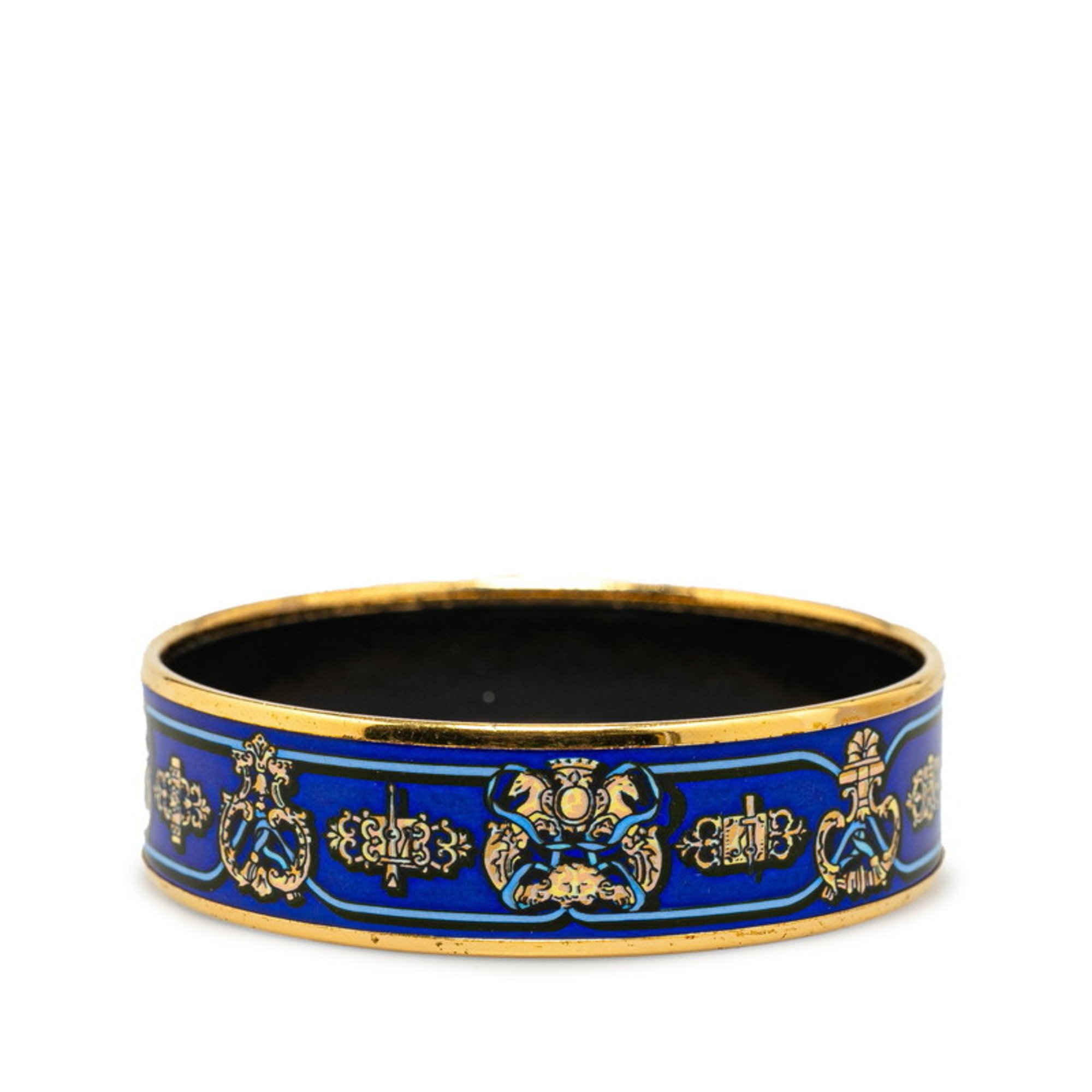 Hermes enamel GM cloisonné bangle gold blue plating ladies HERMES