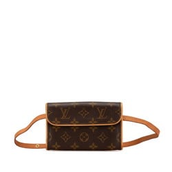 Louis Vuitton Monogram Pochette Florentine Body Bag Waist Shoulder M51855 Brown PVC Leather Women's LOUIS VUITTON