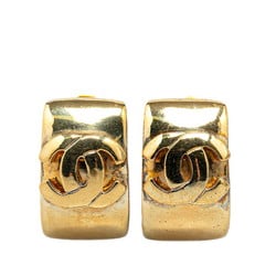 Chanel Coco Mark Earrings Gold Plated Women's CHANEL