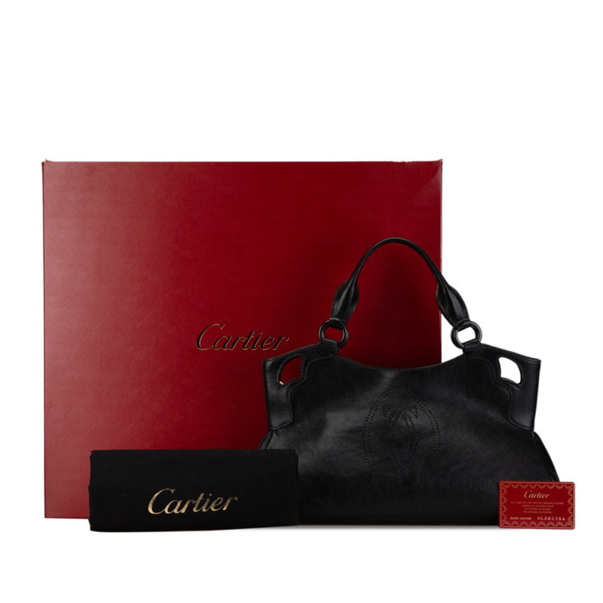 Cartier Marcello de handbag black leather ladies CARTIER