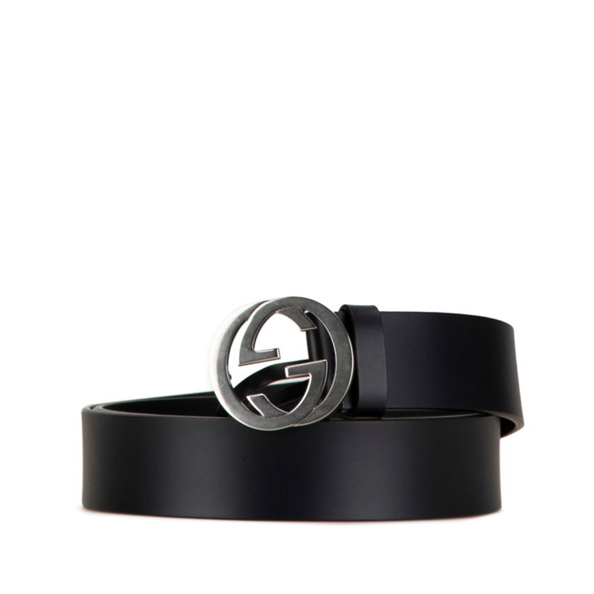 Gucci Interlocking G Belt 105/42 546389 Black Leather Men's GUCCI