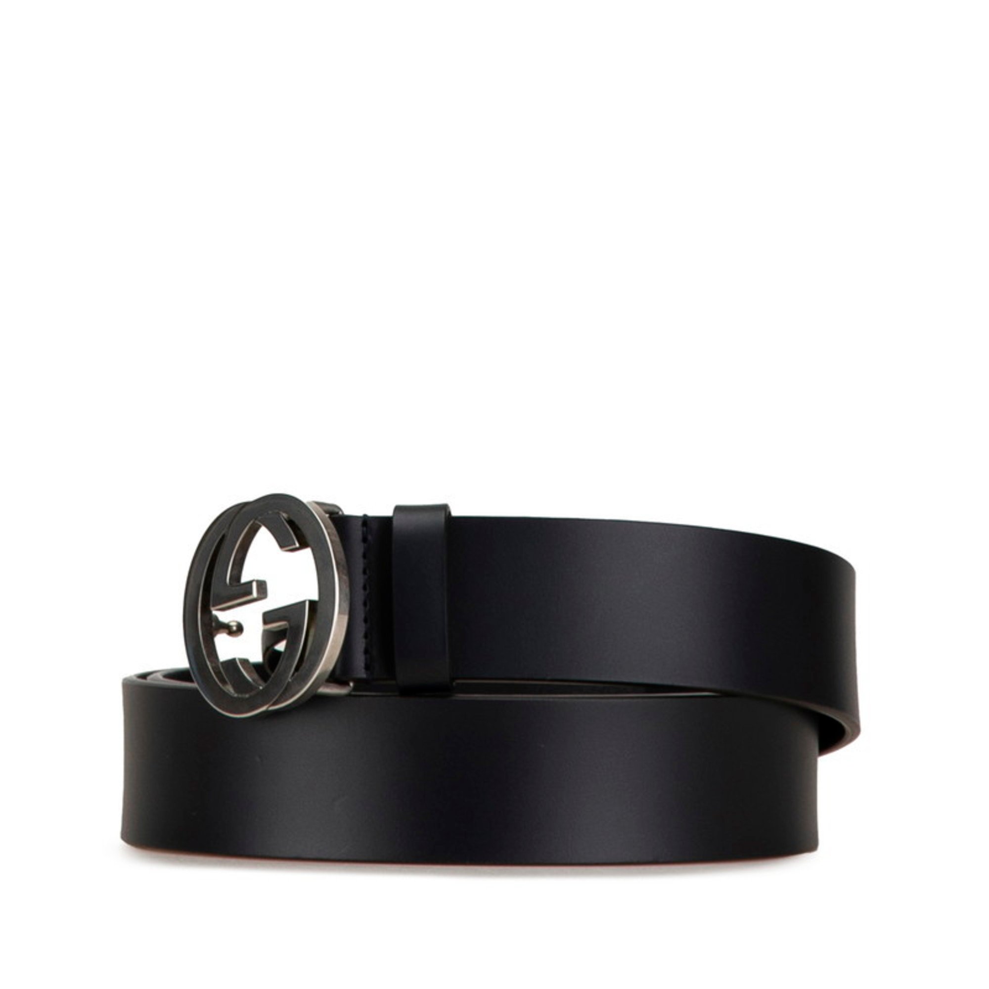 Gucci Interlocking G Belt 105/42 546389 Black Leather Men's GUCCI