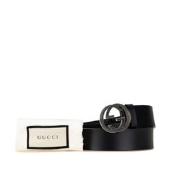 Gucci Interlocking G Belt 105/42 546389 Black Leather Men's GUCCI