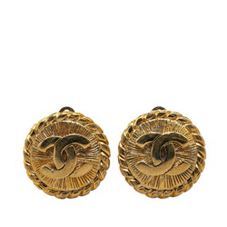 Chanel Coco Mark Windmill Motif Earrings Gold Plated Women's CHANEL