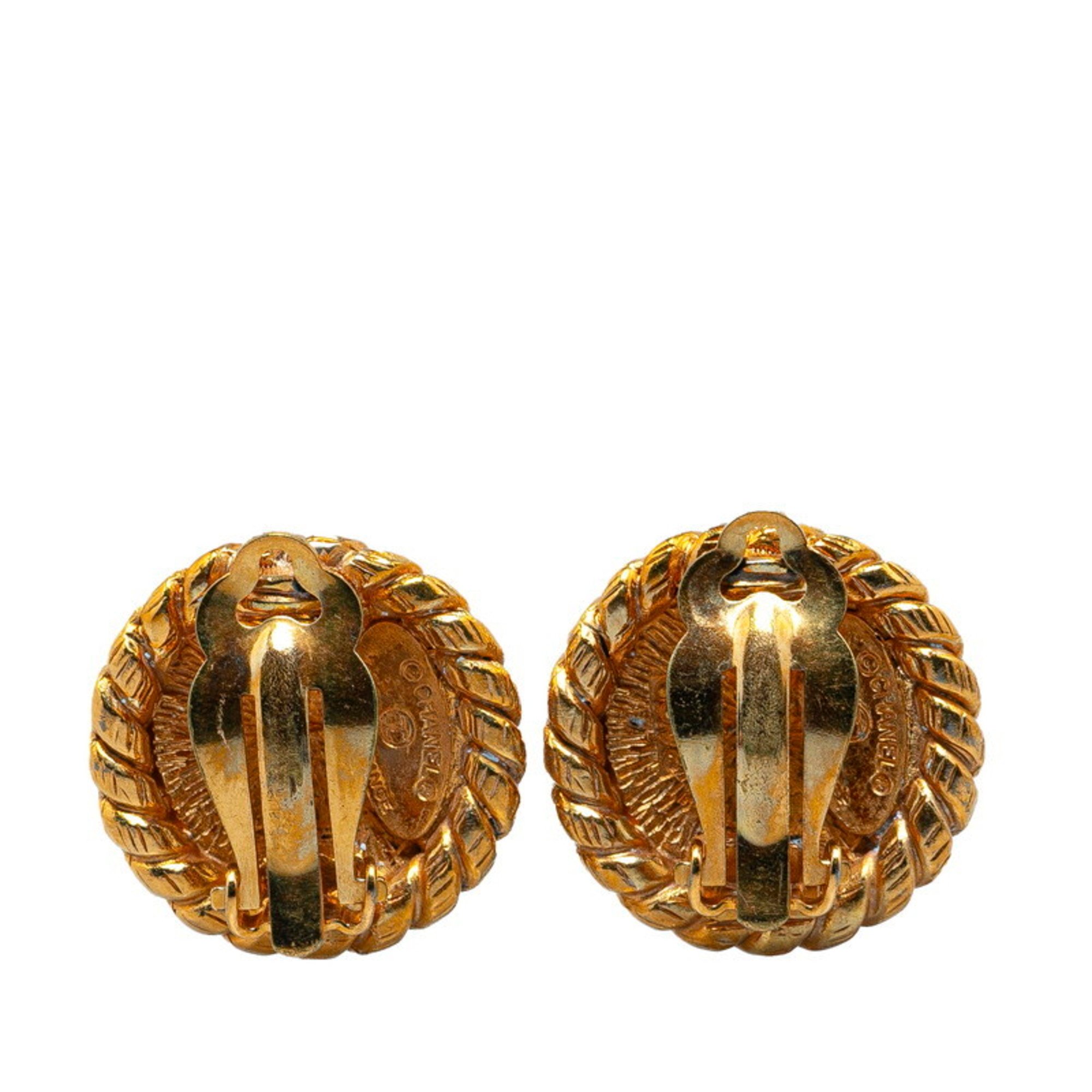 Chanel Coco Mark Windmill Motif Earrings Gold Plated Women's CHANEL