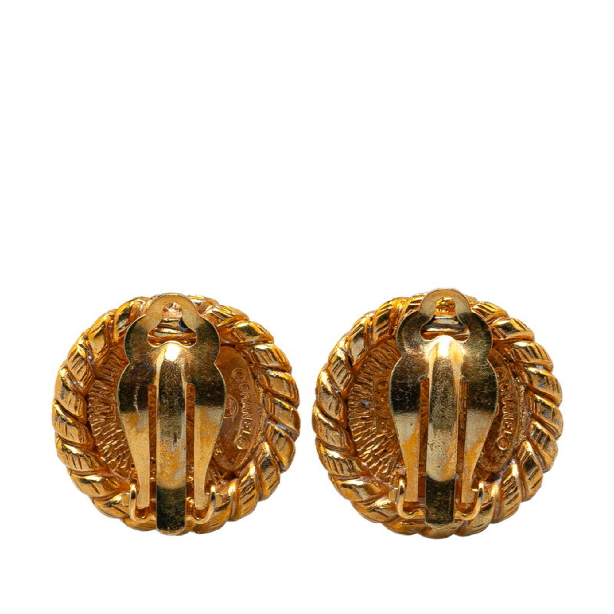 Chanel Coco Mark Windmill Motif Earrings Gold Plated Women's CHANEL