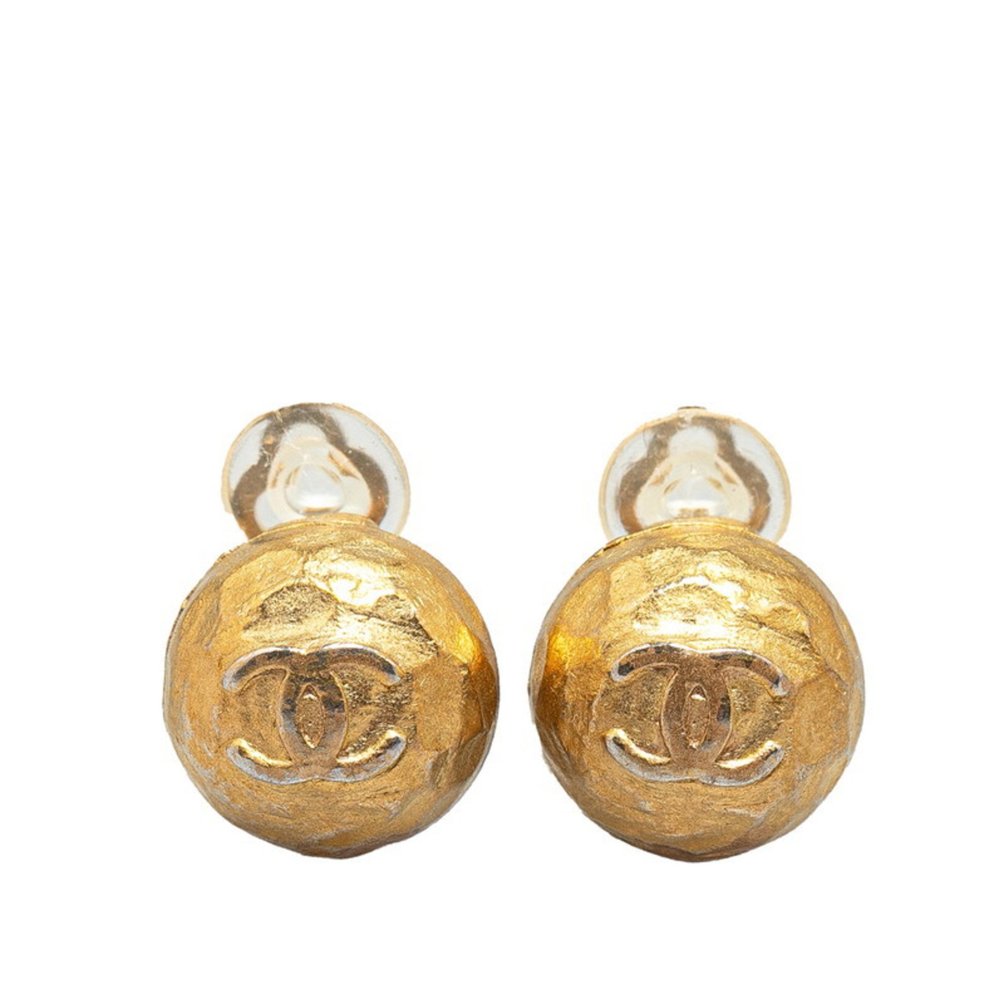 Chanel Coco Mark Earrings Gold Plated Women's CHANEL