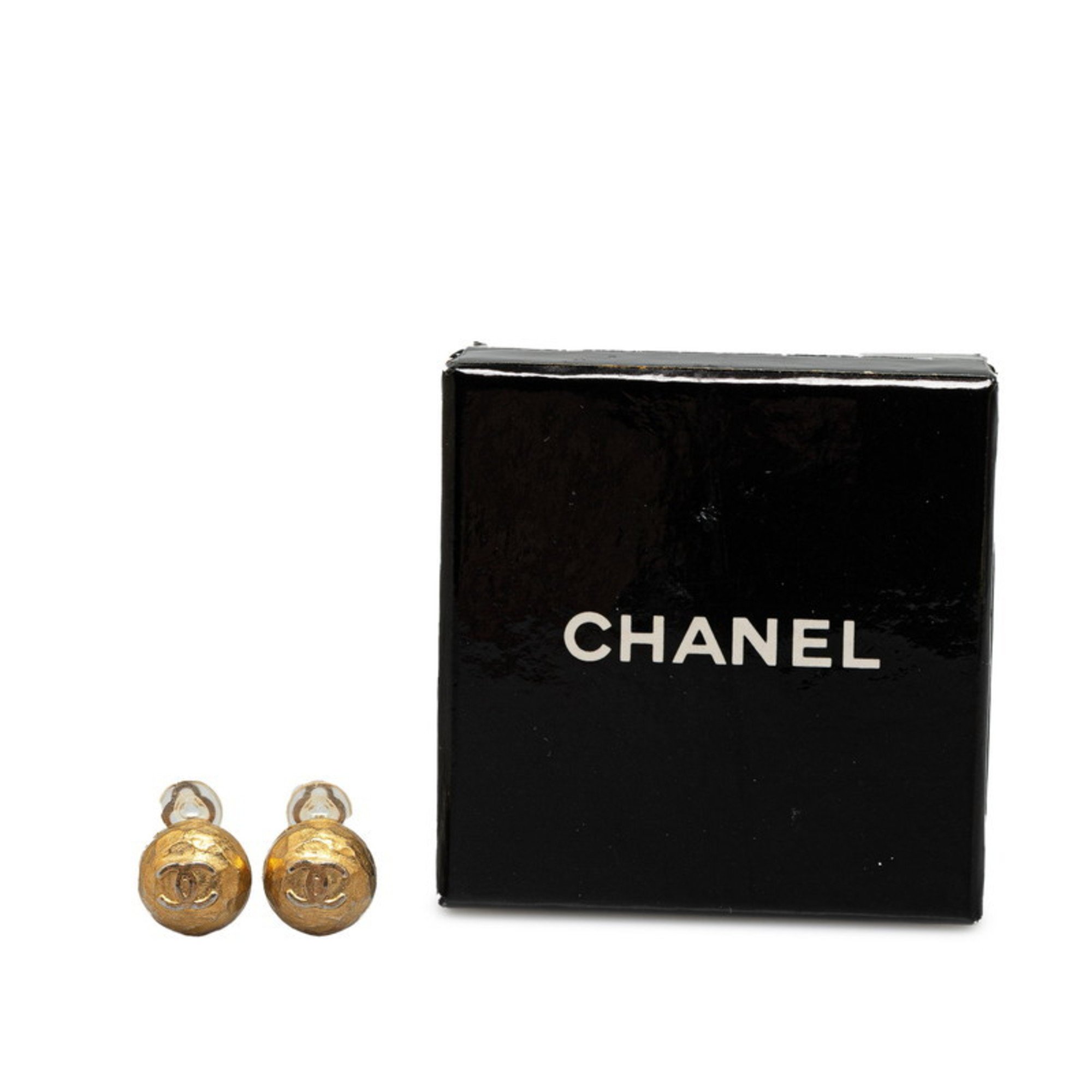 Chanel Coco Mark Earrings Gold Plated Women's CHANEL