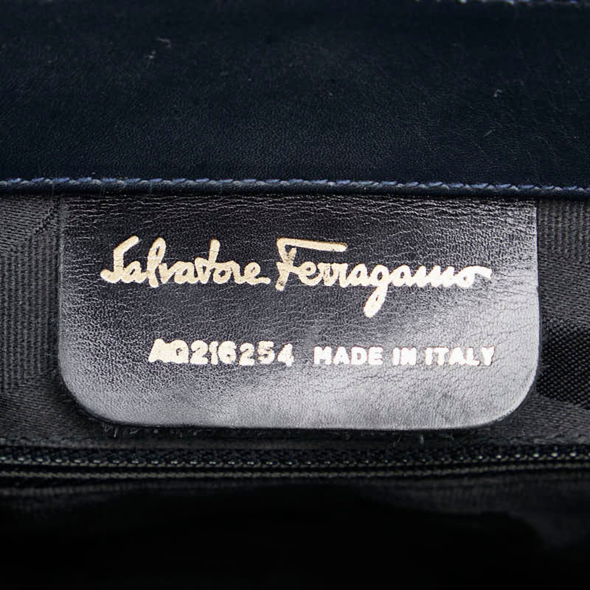 Salvatore Ferragamo Vara Ribbon Nubuck Backpack AQ-216254 Navy Suede Leather Women's