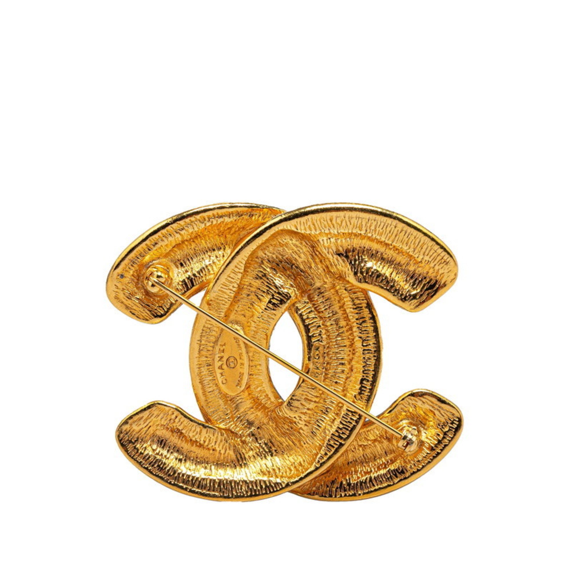 Chanel Coco Mark Matelasse Brooch Gold Plated Women's CHANEL