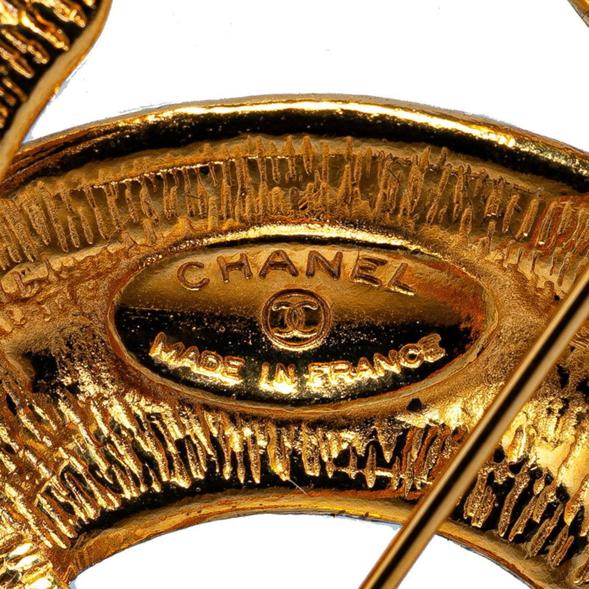 Chanel Coco Mark Matelasse Brooch Gold Plated Women's CHANEL