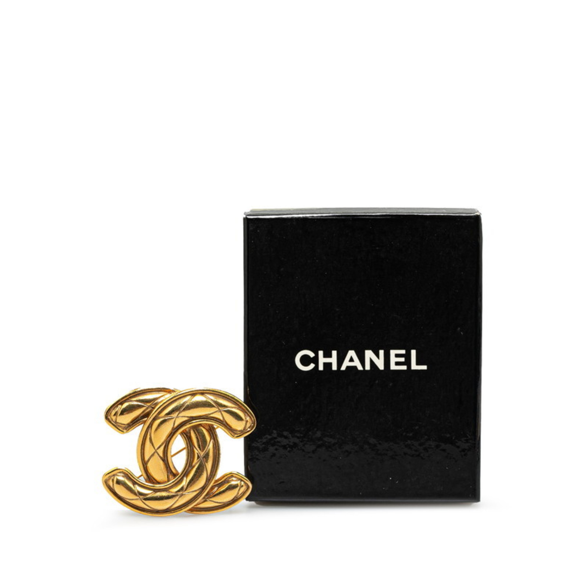 Chanel Coco Mark Matelasse Brooch Gold Plated Women's CHANEL