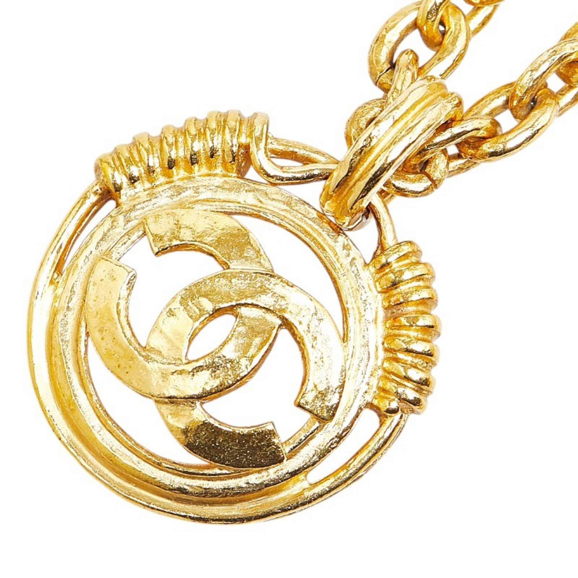 Chanel Coco Mark Necklace Gold Plated Women's CHANEL