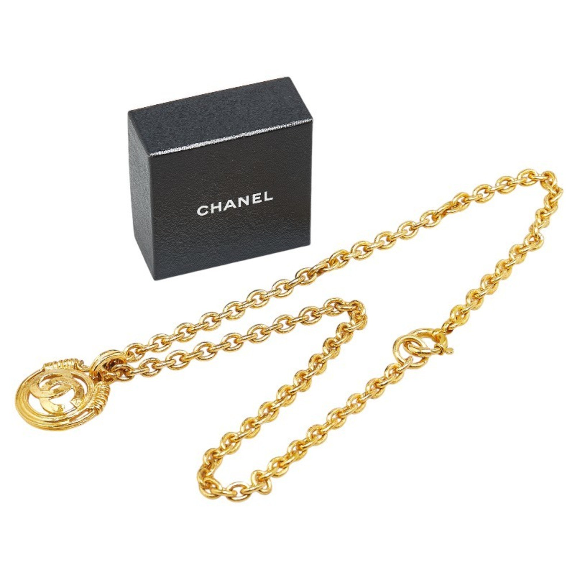 Chanel Coco Mark Necklace Gold Plated Women's CHANEL