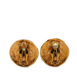 Chanel Coco Mark Lion Motif Earrings Gold Plated Women's CHANEL