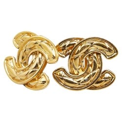 Chanel Coco Mark Matelasse Earrings Gold Plated Women's CHANEL