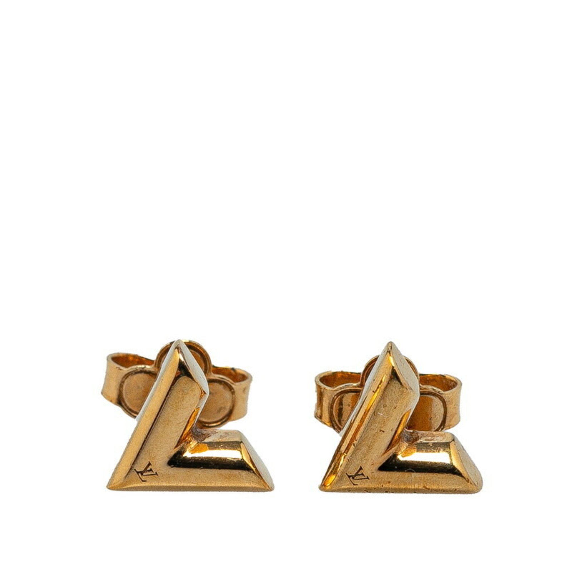 Louis Vuitton Stud Earrings Essential V M68153 Gold Metal Women's LOUIS VUITTON