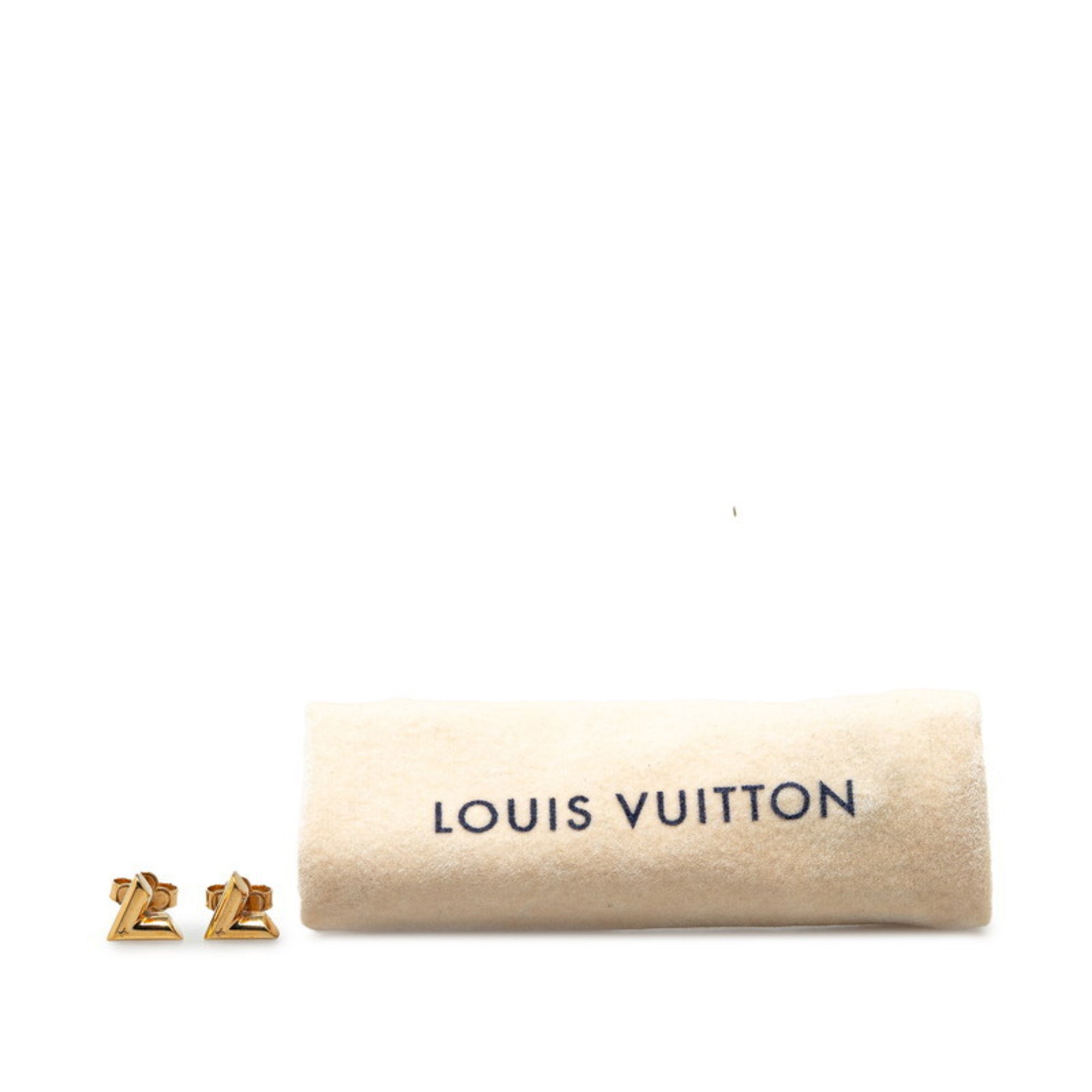 Louis Vuitton Stud Earrings Essential V M68153 Gold Metal Women's LOUIS VUITTON