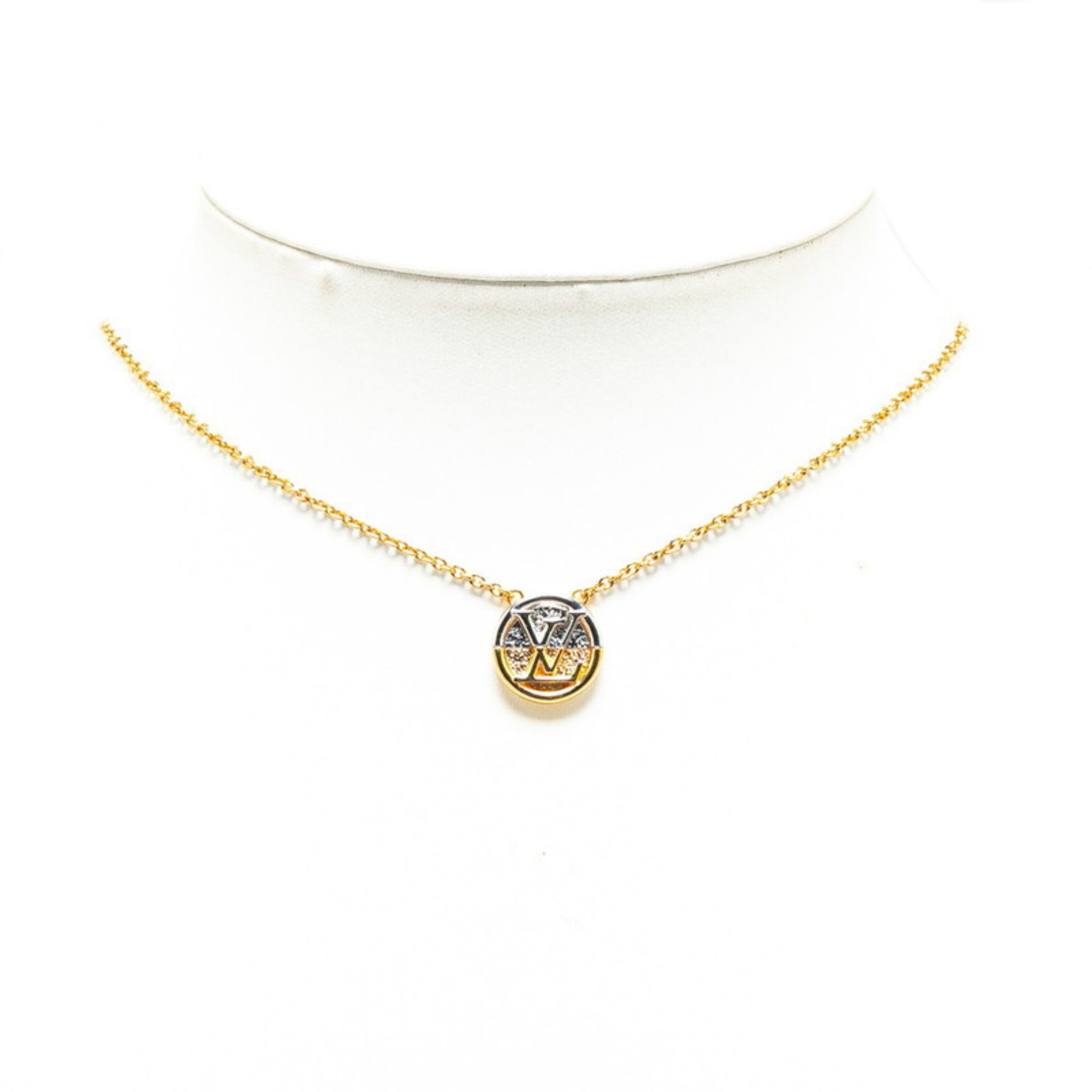 Louis Vuitton Monogram Collier L to V Necklace M69643 Gold Silver Plated Metal Women's LOUIS VUITTON