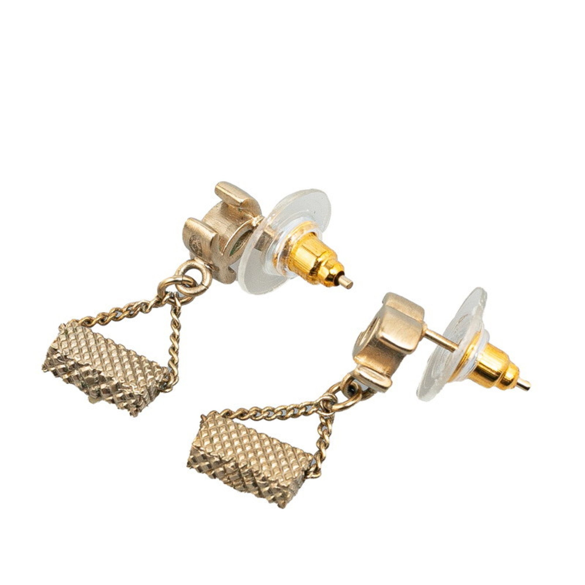 Chanel Coco Mark Bag Motif Earrings Gold Plated Women's CHANEL