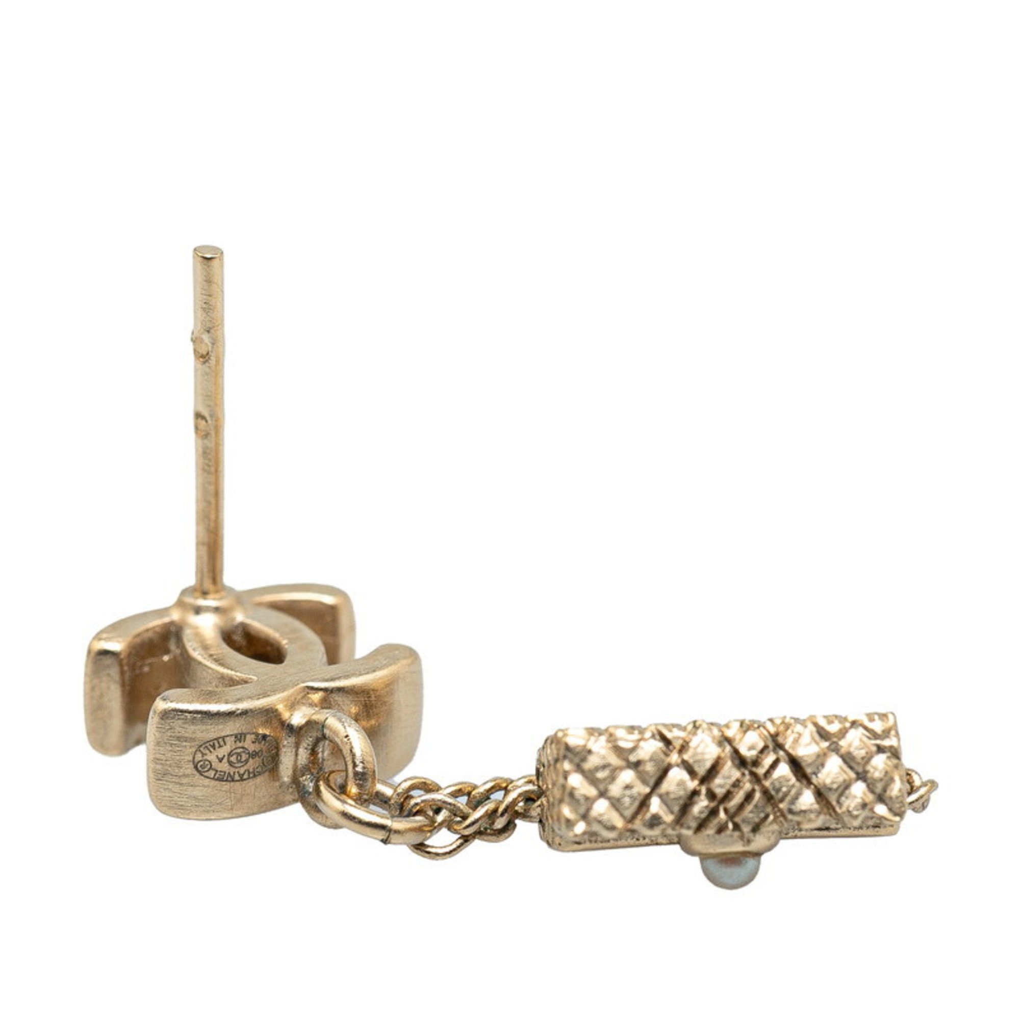 Chanel Coco Mark Bag Motif Earrings Gold Plated Women's CHANEL