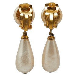 Chanel Coco Mark Swing Earrings Gold Plated Faux Pearl Women's CHANEL