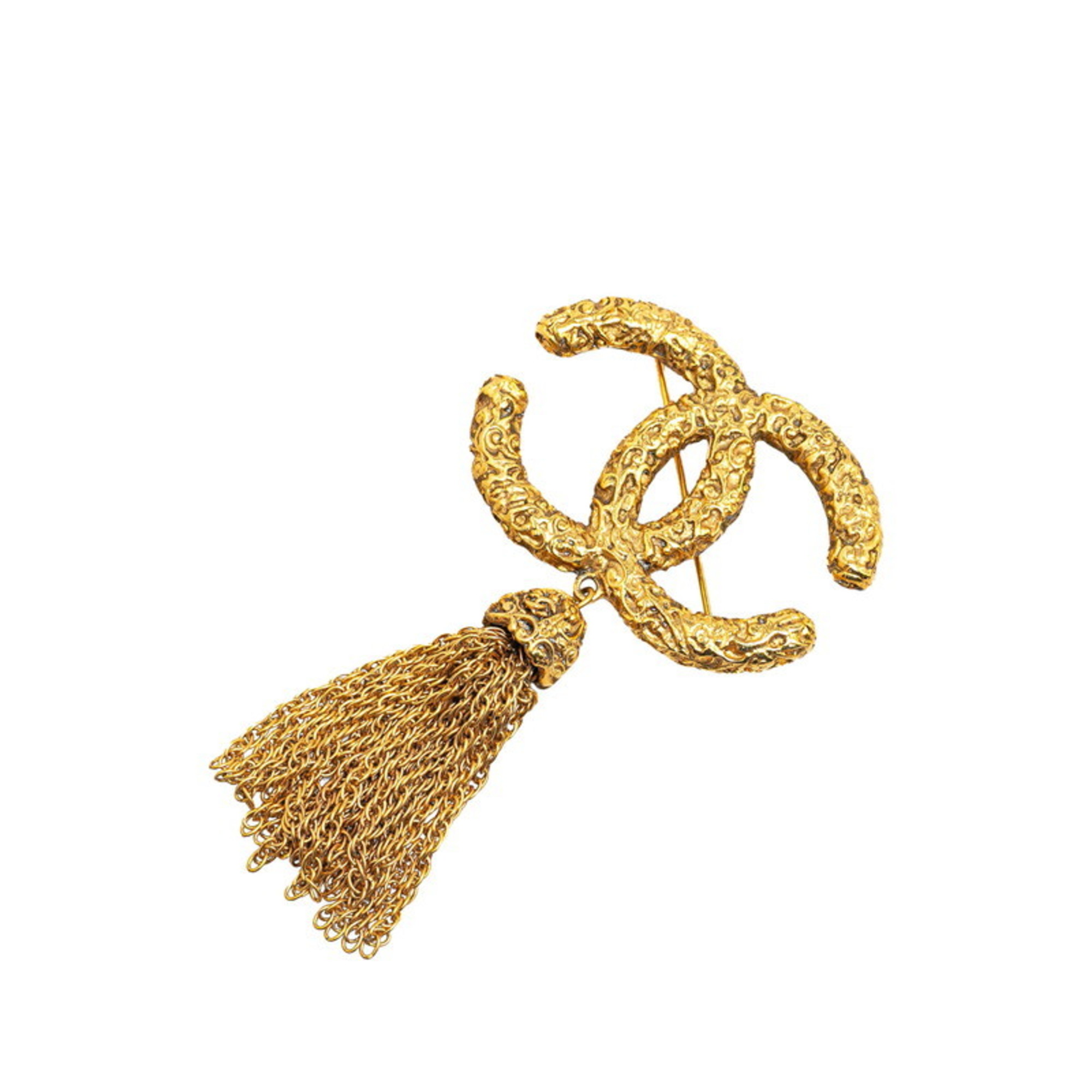 Chanel Coco Mark Brooch Gold Plated Women's CHANEL