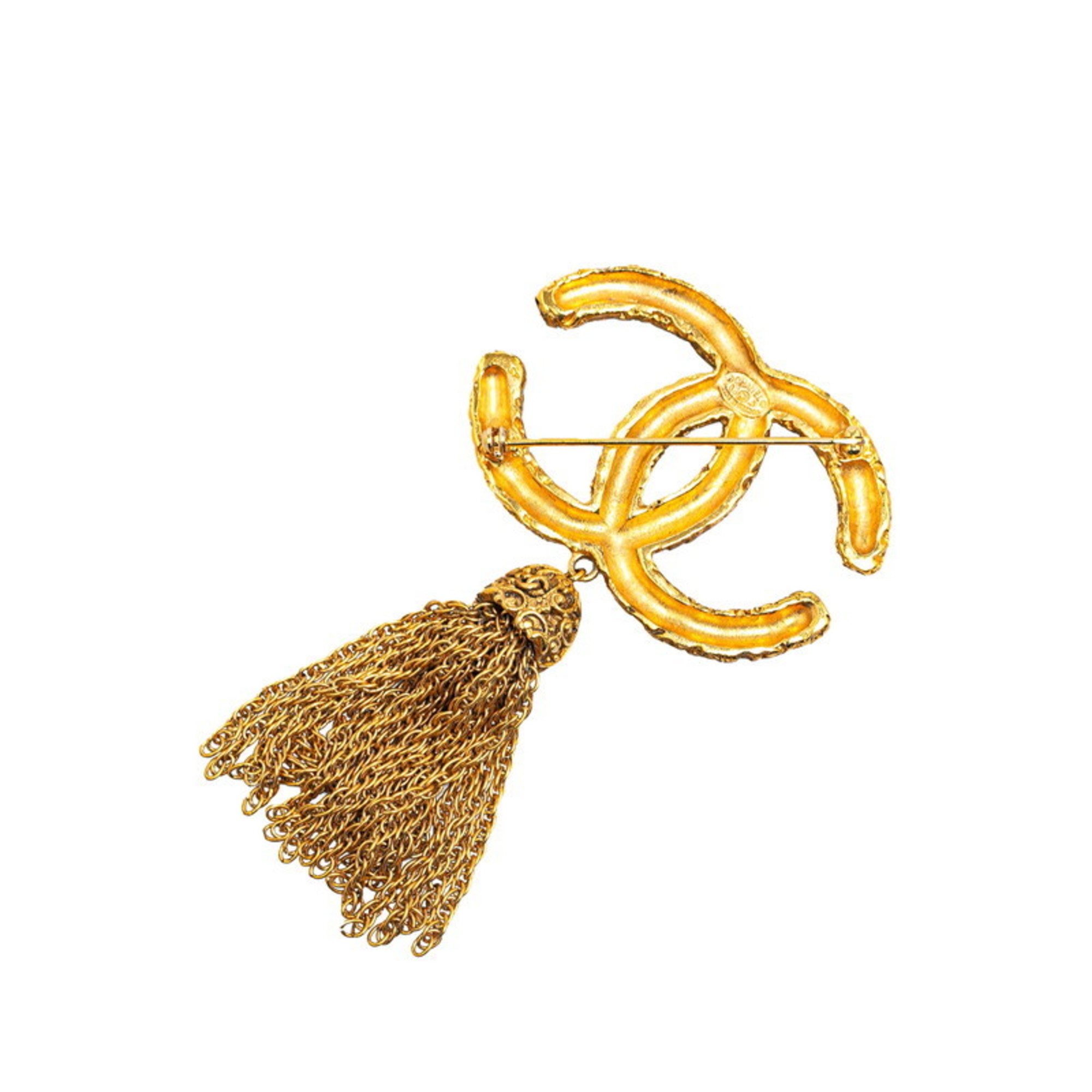 Chanel Coco Mark Brooch Gold Plated Women's CHANEL