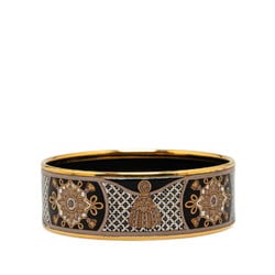 Hermes GM enamel flower bangle gold black plated women's HERMES