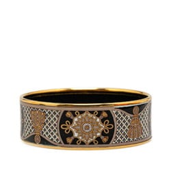 Hermes GM enamel flower bangle gold black plated women's HERMES