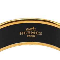 Hermes GM enamel flower bangle gold black plated women's HERMES