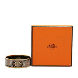 Hermes GM enamel flower bangle gold black plated women's HERMES