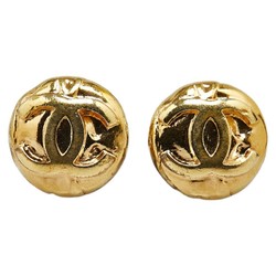 Chanel Coco Mark Round Earrings Gold Plated Women's CHANEL