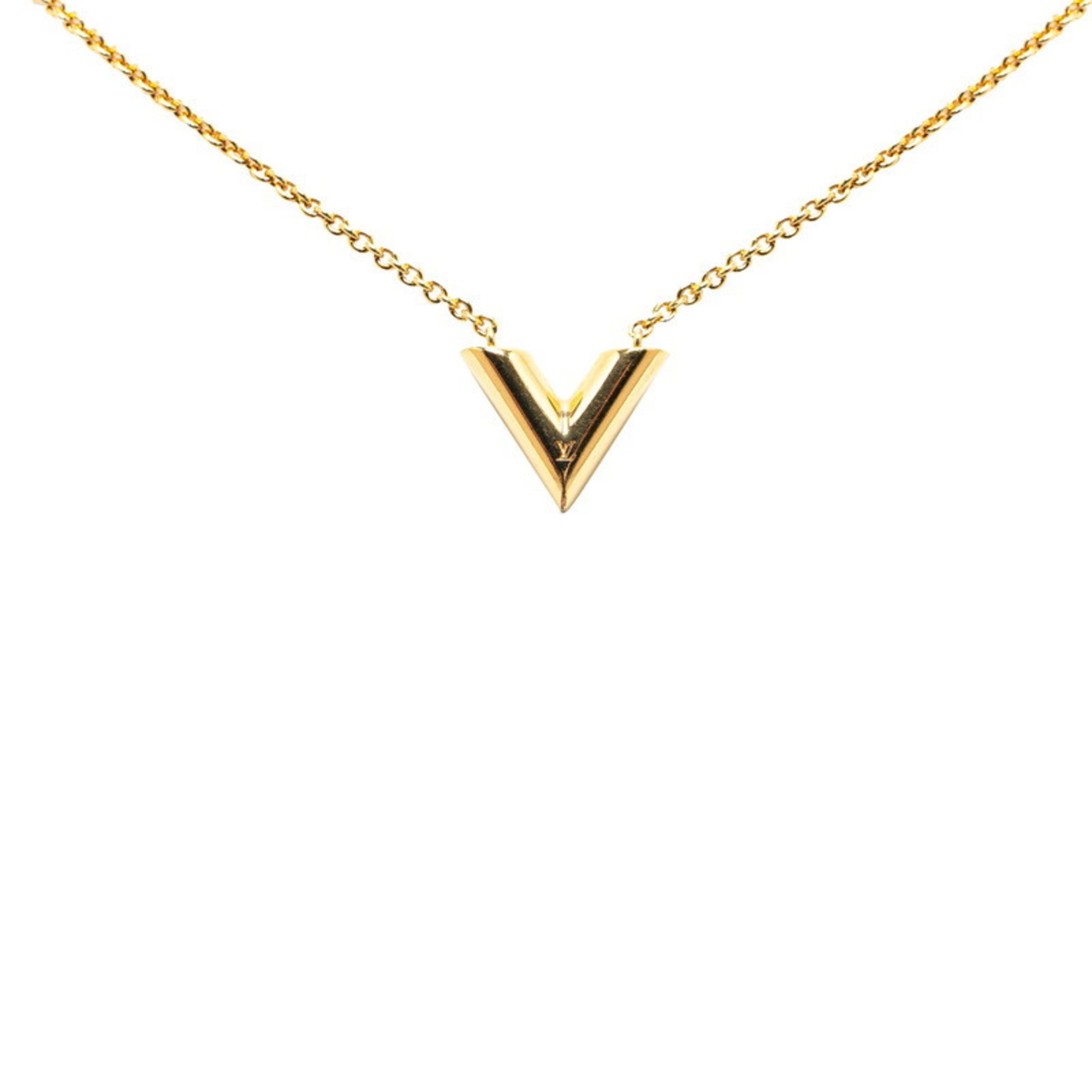 Louis Vuitton Essential V Necklace M61083 Gold Plated Women's LOUIS VUITTON