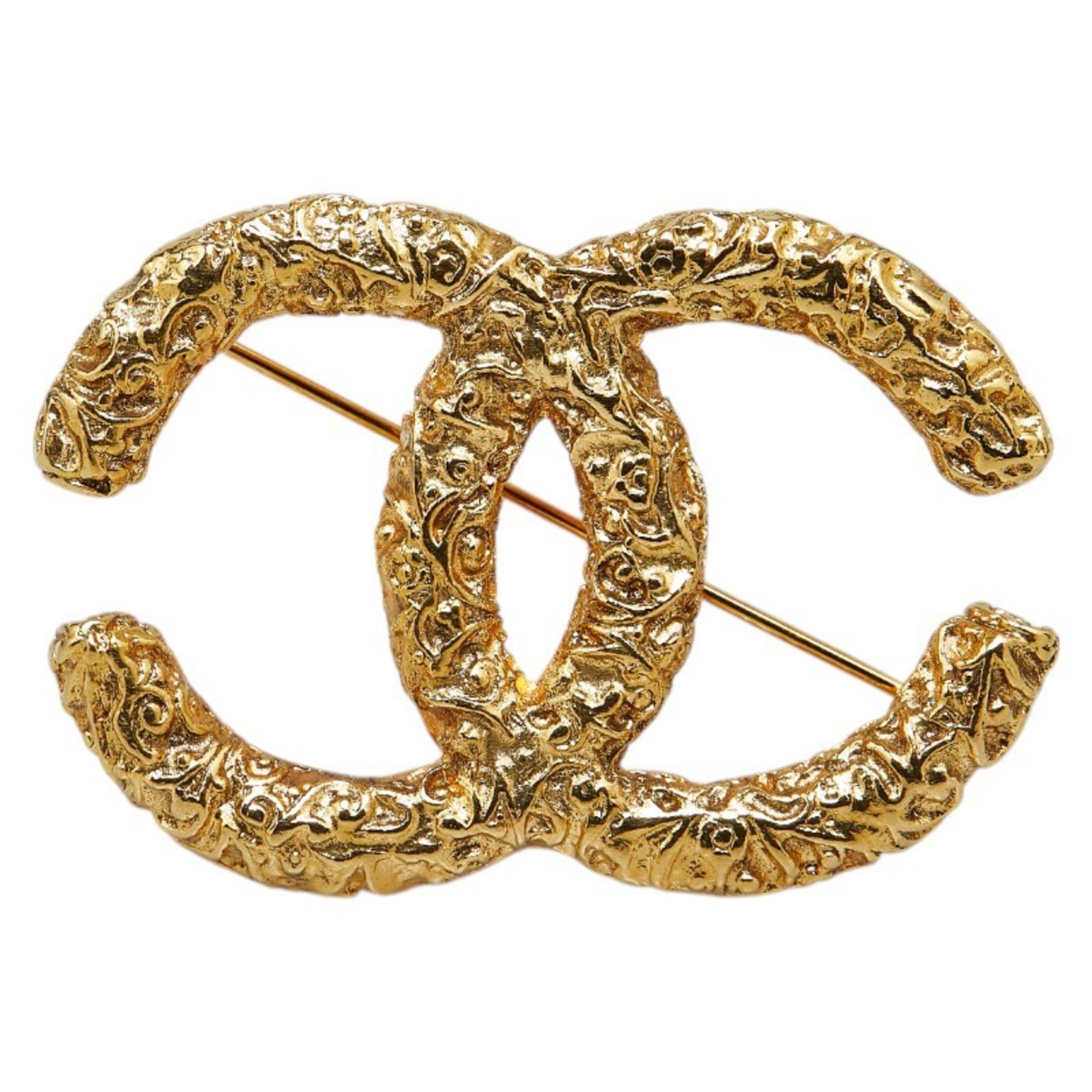 Chanel Coco Mark Brooch Gold Plated Women's CHANEL