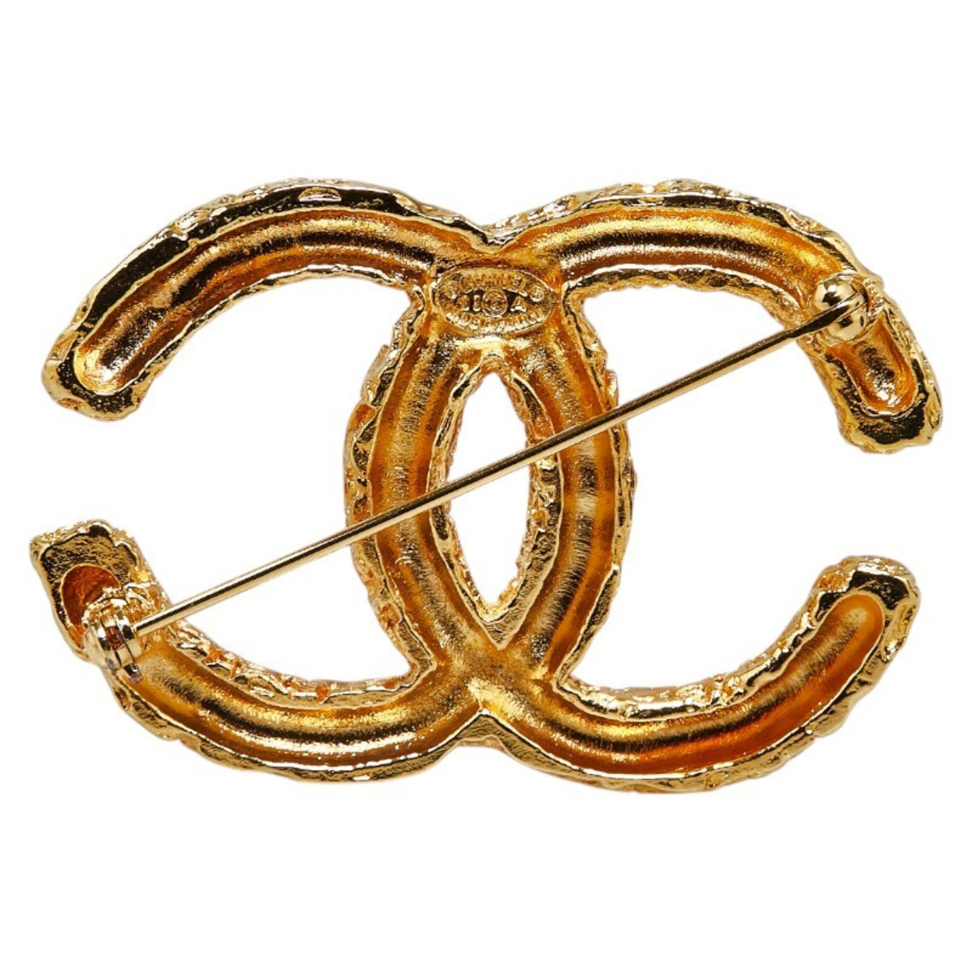 Chanel Coco Mark Brooch Gold Plated Women's CHANEL