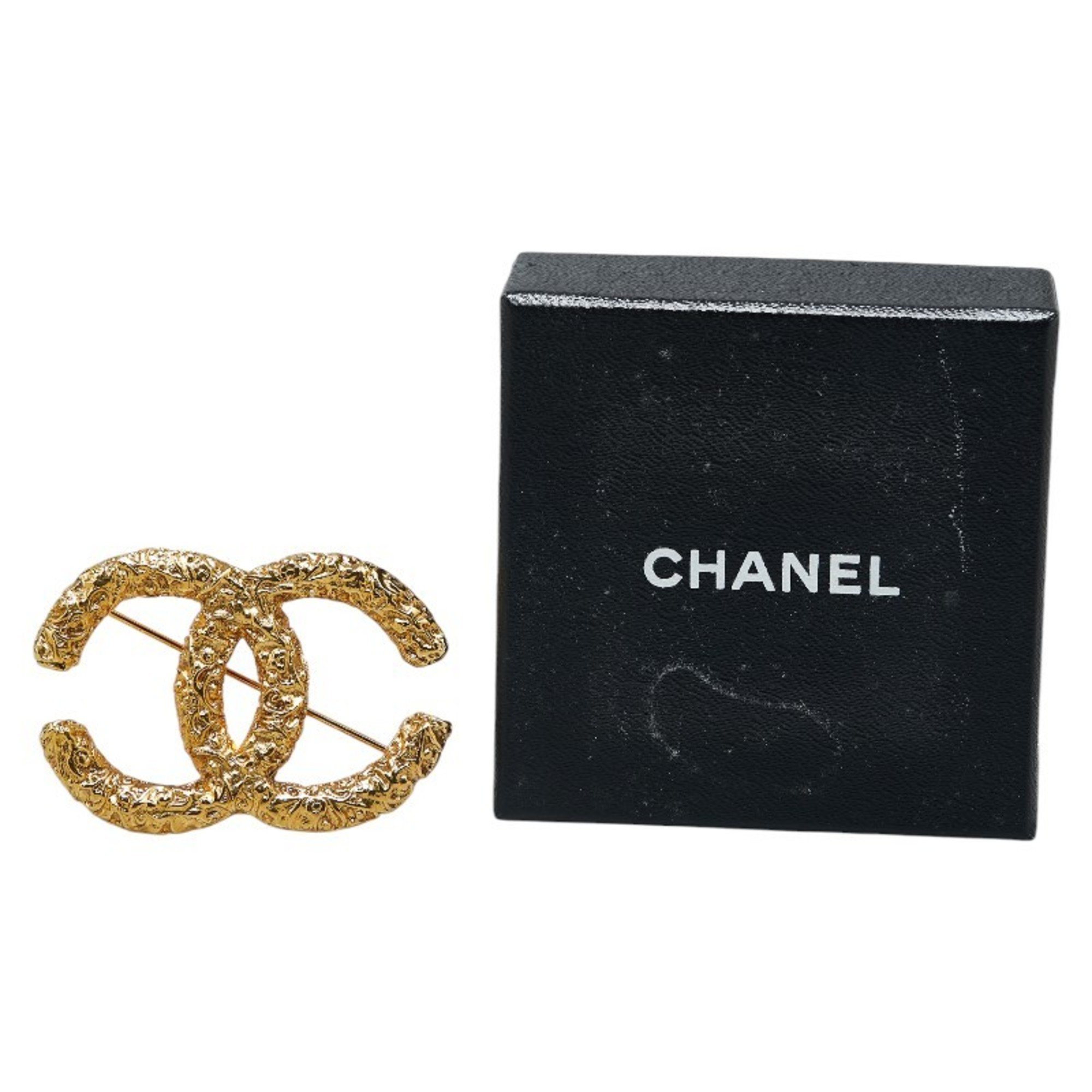 Chanel Coco Mark Brooch Gold Plated Women's CHANEL