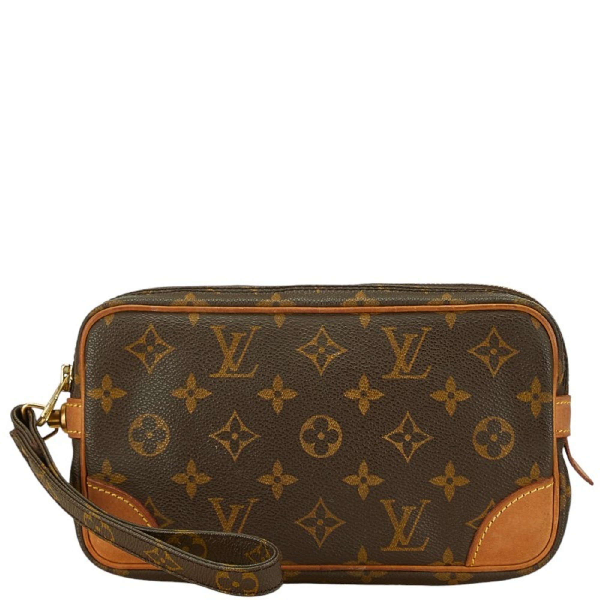 Louis Vuitton Monogram Marly Dragonne PM Second Bag Clutch M51827 Brown PVC Leather Women's LOUIS VUITTON