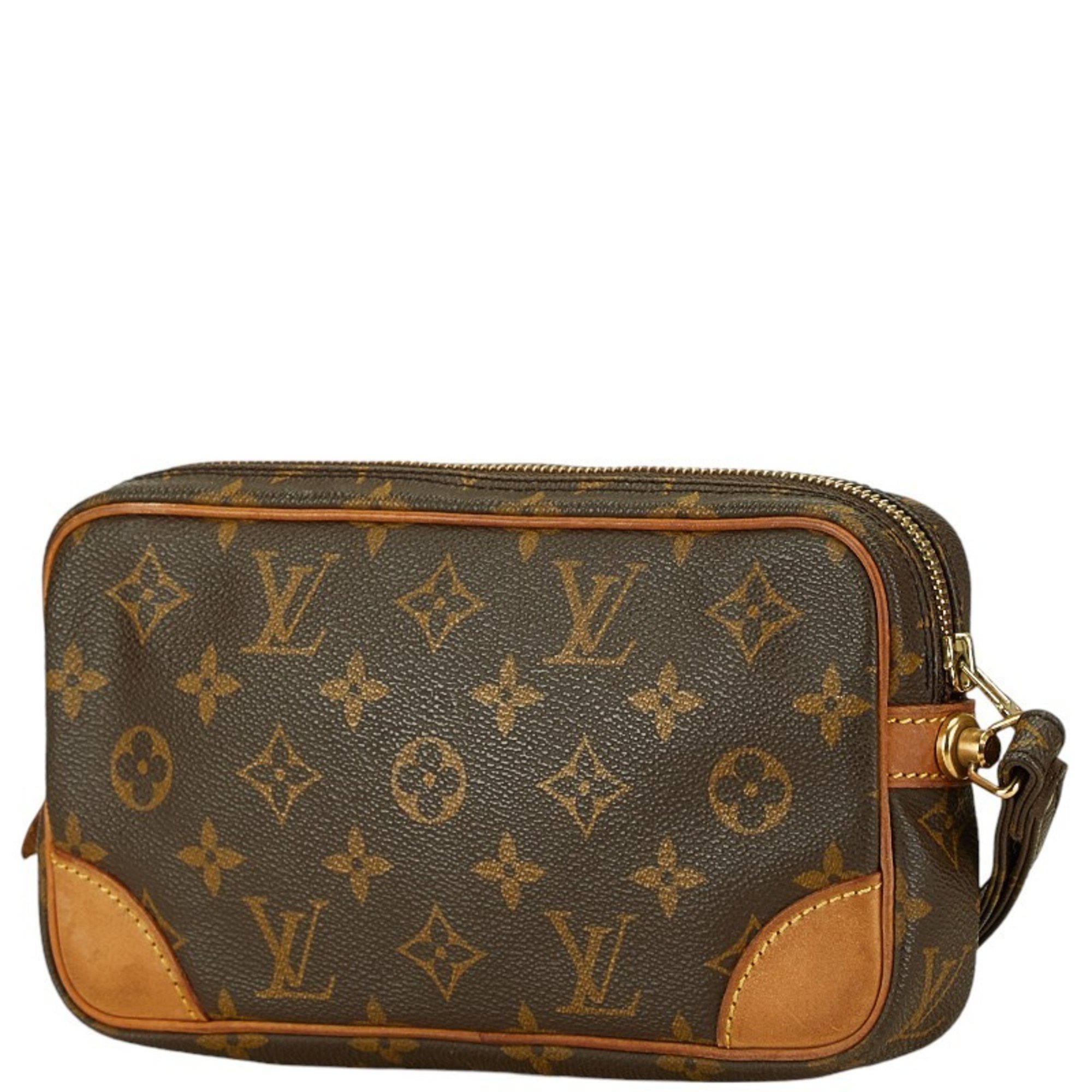 Louis Vuitton Monogram Marly Dragonne PM Second Bag Clutch M51827 Brown PVC Leather Women's LOUIS VUITTON