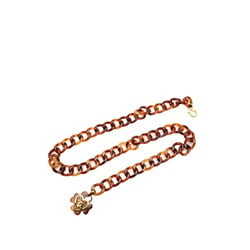 Chanel Heart Coco Mark Four Leaf Clover Motif Chain Belt Brown Plastic Women's CHANEL