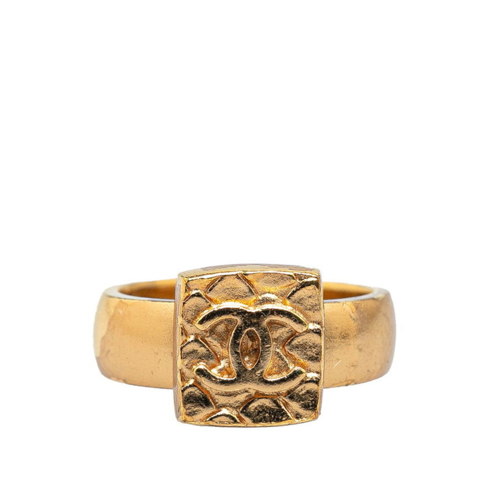 Chanel Coco Mark Square Ring #53 Gold Plated Women's CHANEL