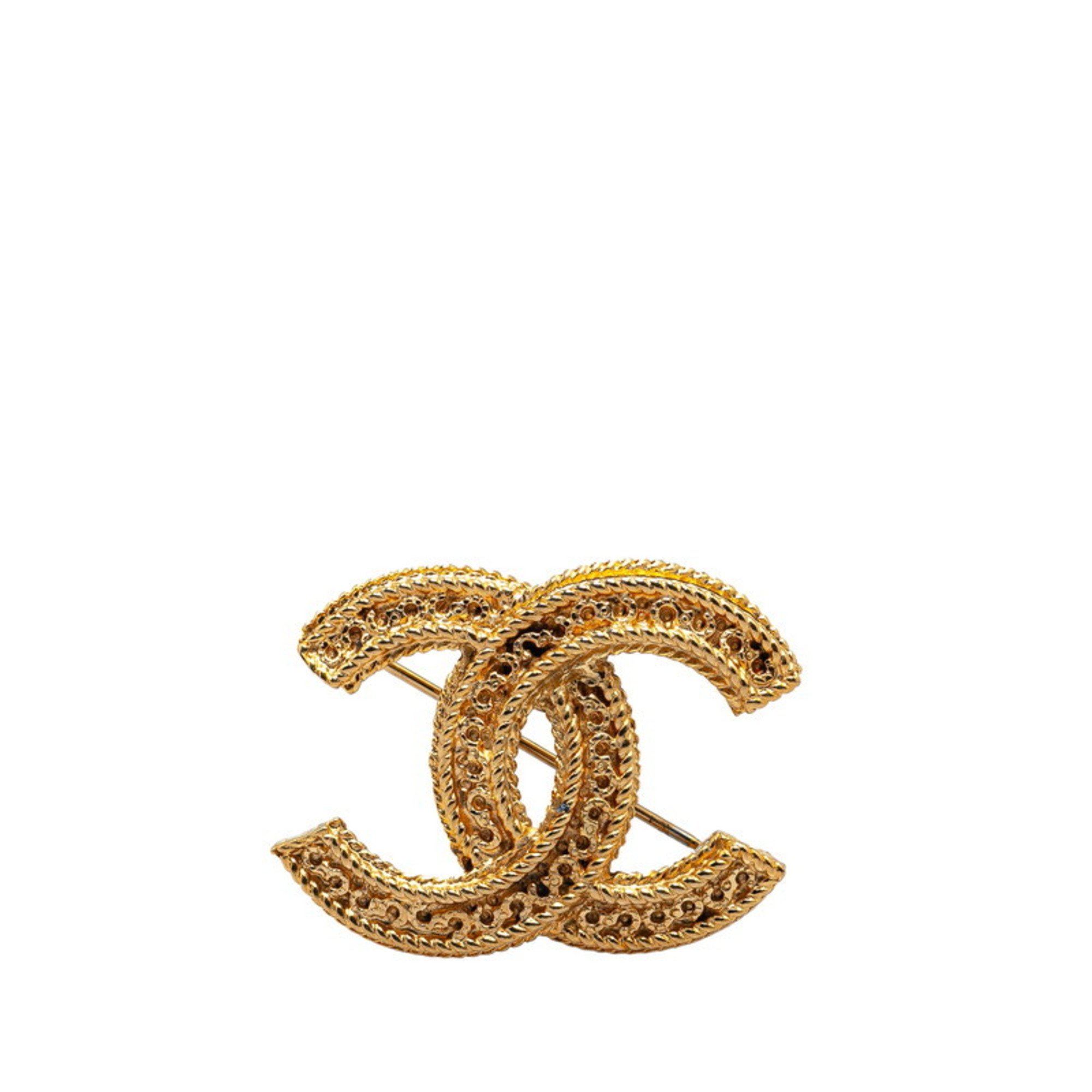 Chanel Coco Mark Brooch Gold Plated Women's CHANEL