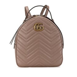 Gucci GG Marmont Backpack 476671 Pink Beige Leather Women's GUCCI