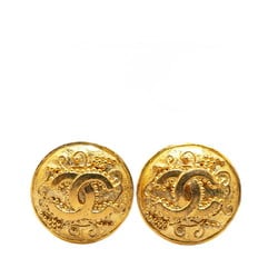 Chanel Coco Mark Round Earrings Gold Plated Women's CHANEL